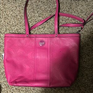Coach Pink Perforated Tote Bag